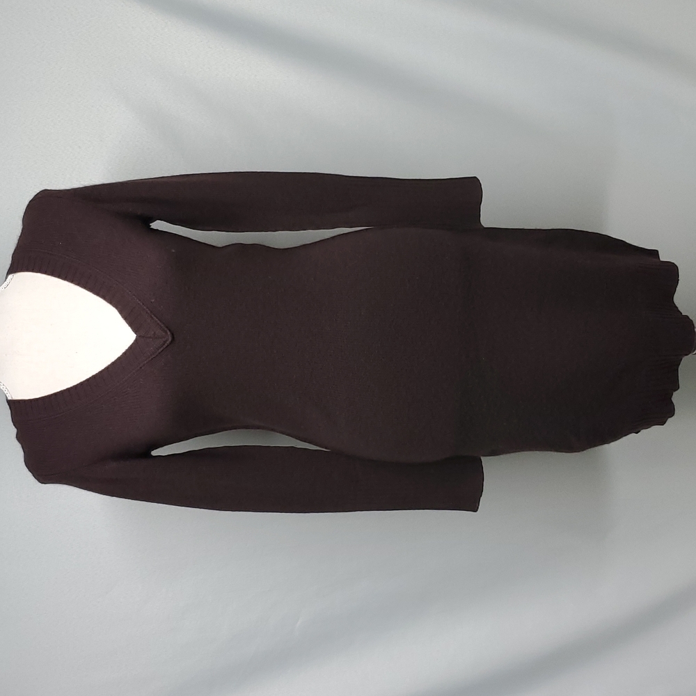 Malika brown cashmere v neck sweater dress size XS